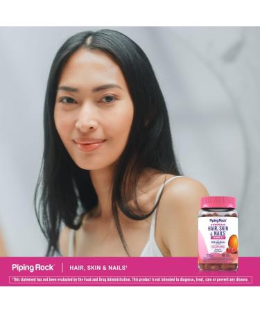 Piping Rock Hair Skin and Nails Vitamins | 80 Gummies | 2500 mcg of Biotin | Womens Multivitamin | with Vitamin C and E | Fruit Flavor | Non-GMO Gluten Free Supplement - Buy Online on GoSupps.com