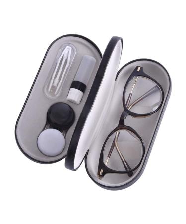 Contact lens container- 2-in-1 Double-sided portable glasses case-tweezers and applicator included-perfect for home and travel