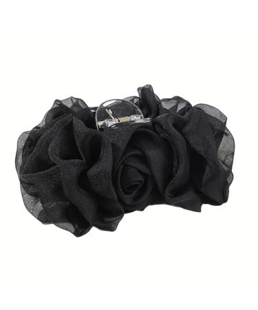 amangul Chiffon Hair Clips -Slip Large Hair Clamps Cute Hair Catch Hair Pins Barrettes Strong Hold Hairpin for Girls(Black)