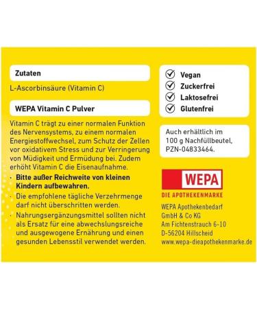 Wepa Vitamin C Powder 100g - Premium Quality Convenient & Effective Supplement for Immune Support - Shop Internationally - Buy Online on GoSupps.com