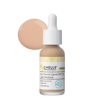 MyChelle Dermaceuticals SPF 30 Sun Shield Spray and Liquid Light/Medium Sunscreen for Face Reef Safe Pack of 2 - Buy Online on GoSupps.com