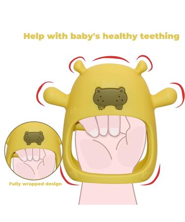 Buy Hippo Never Drop Silicone Baby Teething Toys | Suction Hand Pacifier & Chewing Toy for Infants 0-12 Months | Perfect Car Seat Toy for Newborns (Yellow) - Buy Online on GoSupps.com