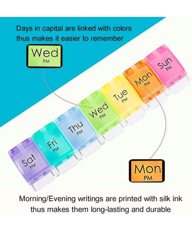 NOVOMED+ Pill Box 7 Day 2 Times a Day Easy to Open Pill Organiser with Push Tab Open Medicine Storage Box with Large 14 Compartments Tablet Organiser to Hold Vitamins and Medication (Double Straignt) - Buy Online on GoSupps.com