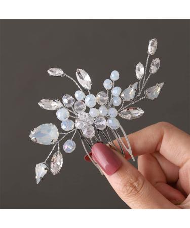 Easedaily Silver Crystal Bridal Hair Comb - Opal Wedding Hair Piece for Women and Bridesmaids - Buy Online on GoSupps.com
