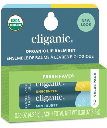 Cliganic Organic Lip Balm 2 pack - Fresh Faves Fresh Faves 1 Count (Pack of 2)