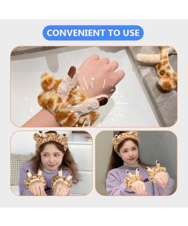 FOMIYES Face Wash Headband: Giraffe Headband with 2 Wristbands - Animal Spa Makeup Headband Wristbands Set Women Cosmetic Headwrap for Spa Yoga Makeup Washing Face - Buy Online on GoSupps.com