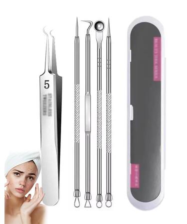 3/5/8pcs Usiveinborn Blackhead Remover Usiveinborn Tweezers Professional Facial Blackhead Remover Tweezers Professional Stainless Steel Facial Blackhead Remover Tweezers (5PCS-C)