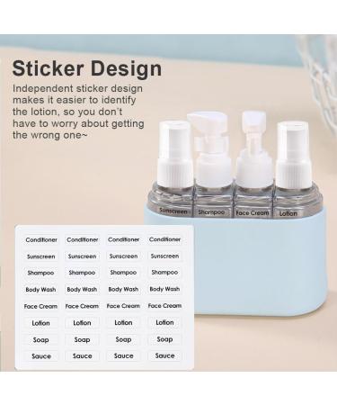 Flintronic 4-in-1 Travel Bottles Set - 50ml Leak-Proof Containers for Shampoo Conditioner & Cosmetics - Portable Travel Accessories with Labels - Blue - Buy Online on GoSupps.com
