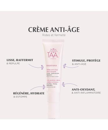 TAAJ | Anti-ageing cream - RASAYANA | Smoothing firming and plumping | Provides a targeted response against wrinkles fine lines and loss of firmness | Firmer skin | Vegan | 50 ml - Buy Online on GoSupps.com