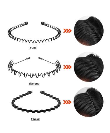 FlyfTrey Metal Hair Bands - 3 Piece Unisex Wave Black Spring Headbands for Sports & Yoga | Non-Slip Accessories for Men & Women - Buy Online on GoSupps.com