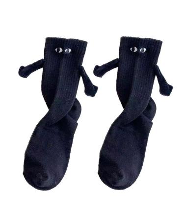 TEGONGSE Funny Magnetic Suction 3D Doll Couple Socks Unisex Couple Holding Hands Sock for Couple Funny Socks for Women Men Black B
