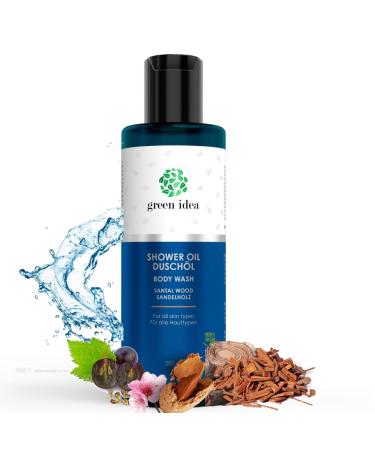 Green idea - shower oil sandalwood with grape seed oil |Woody magic fragrance |Natural ingredients |Shower oil natural cosmetics |Sles Frei |Vegan 200 ml of sandalwood 200 ml (1 Pack)
