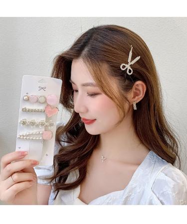 LNGLAT 5 PCS Hair Clip Set - Pearl and Rhinestone Handmade Hairpins for Women and Girls - Trendy Flower Headwear in Pink - Buy Online on GoSupps.com