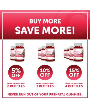 Prenatal Vitamin Gummies with Iron & Folic Acid - Non-GMO Chewable Multivitamin for Women - 30 Day Supply, 60 Count - Gelatin & Corn Syrup Free - Buy Online on GoSupps.com