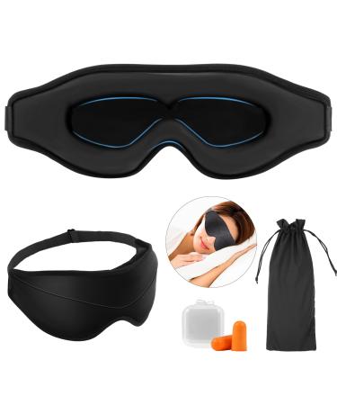 Sleep mask for men women 3D unique chamber 100% light blocking eye mask black adjustable straps comfortable sleeping glasses night mask travel napperchen sleep mask eyelash extension