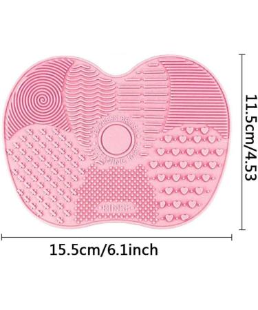 Makeup Brush Cleaner Mat Make Up Cleaning Pad Cosmetic Cleaning Pad Scrubber Board Tool with Suction Cups Pink normal - Buy Online on GoSupps.com