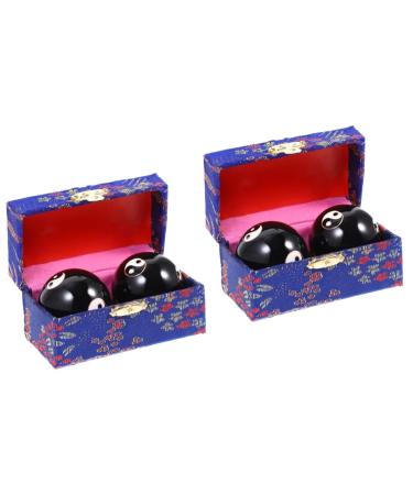 Partykindom 4 piece massage globe Hand exercise Medicine balls to train massage ball Tool Hand training balls Older handballs made of metal handball box yoga fitness