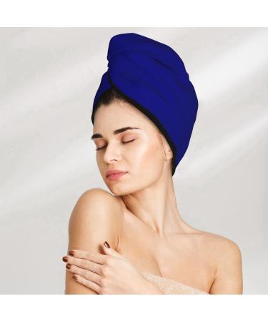 Navy Microfiber Hair Towel | Super Absorbent Wrap for Women | Quick Dry Coral Velvet Cap for Long Curly & Thick Hair - Buy Online on GoSupps.com