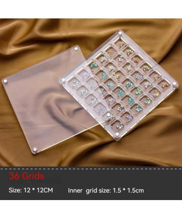 LYNNRICK Nail Art Rhinestones Storage Box Grids Nail Charms Jewelry Decoration Box Acrylic (Square) 2Piece - Buy Online on GoSupps.com