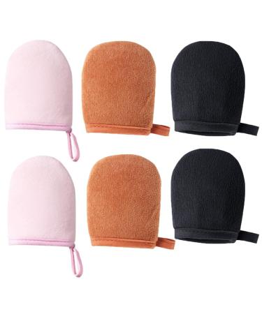 NentMent 6 Pack Self Tanning Mitt Applicator WITHOUT Thumb Portable Compact Microfibre Self Tanner Mitt Finger Tanning Gloves for Self Tanner Mousse Sunless Self Tanning Foam Lotion Application