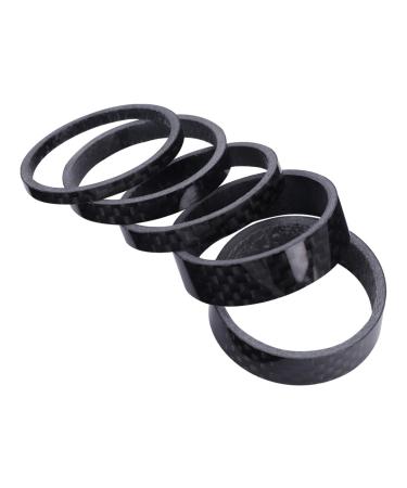 BESPORTBLE 5pcs Bicycle Headset Spacer, Aluminium Alloy Bicycle Stem Headset Spacers Fit 1 1/8- Inch Stem for MTB BMX Mountain Road Bikes Cycling 3/5/ 10mm (Black)