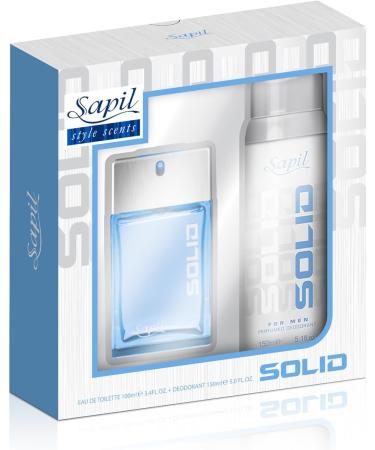Sapil Solid - Eau De Toilette and Deodorant Spray For Men - Evokes Power and Sensuality - Opens with Fresh and Citrus Notes - Beautiful Giftset Box - Perfect for Gift Giving Occasion- 2 Pc