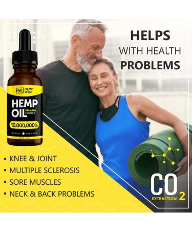 Organic Hemp Oil 10,000,000 mg - Natural Drops - Rich in Vitamins B, C, E & Omega 3, 6, 9 - USA Made - Buy Online on GoSupps.com