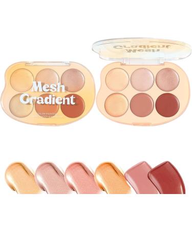  Shitafe Blush and Highlighter Palette | 6-Color Contour Palette Waterproof Cream Cosmetic Kit for Natural Glow Face and Body for Evening - Buy Online on GoSupps.com