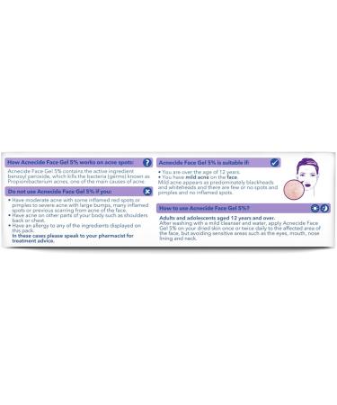 Acnecide Face Gel 5% Benzoyl Peroxide Acne Treatment for Spot Prone Skin 15g - Buy Online on GoSupps.com