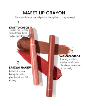 Pakivs 12 Colors Crayon Lipstick Set - Waterproof Long Lasting Velvet Lipstick Pencil | Non-Fading Matte Lipstick Pen with Lip Liner - Set A + B - Buy Online on GoSupps.com