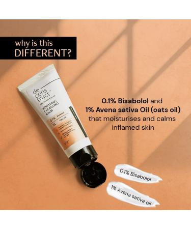 De-construct Soothing Makeup Cleansing Balm 50g | Gentle Makeup Remover with 0.1% Bisabolol & 1% Oats Oil | Detoxifies Clears Pores & Removes Excess Oil - Buy Online on GoSupps.com