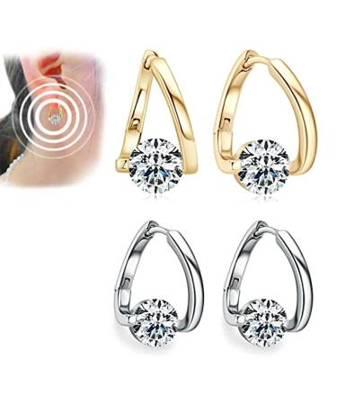 MBELLO LYMPHVITY Magnetic therapy-earrings lymphatic drainage earrings lymphatic drainage earrings for weight reduction magnetic field therapy earrings for women and girls (gold+silver)