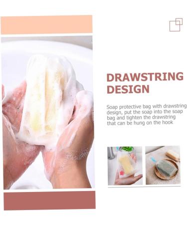 Healeved 8 Pcs Foaming Net Foam Soap Body Exfoliator Soap Sack Saver Pouch Net Bag for Soap Pe White - Buy Online on GoSupps.com