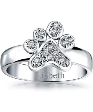 Bling Jewelry Animal Lover Cubic Zirconia CZ Pave BFF Pet Dog Cat Puppy Kitten Paw Print Ring For Teen For Women Silver Plated Brass Silver L - Buy Online on GoSupps.com