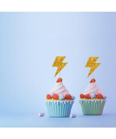 ROSTYAKZ 24pcs Lightning Cupcake Toppers for Baby Shower Lightning Sign Cupcake Toppers Gold Glitter Lightning Cake Decoration for Baby 1st Birthday Party Supplies - Buy Online on GoSupps.com