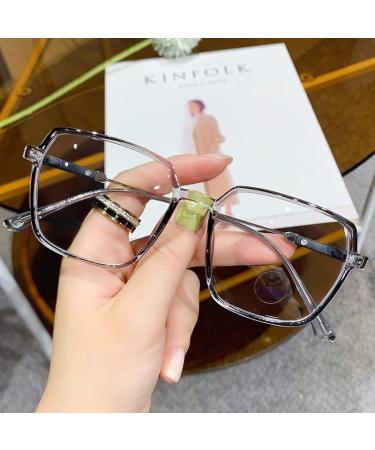 PARWANA Square Blue Light Blocking Eyewear Reading Glasses Anti UV Oversized Computer Readers Unbreakable Flat Light Mirror +150 Gray