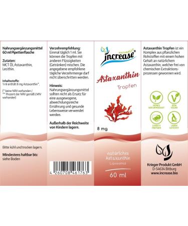  INCREASE High Dosed Liposomal Astaxanthin Drops (480 mg astaxanthin per pack) 8 mg astaxanthin per daily dose MCT oil High bioav - Buy Online on GoSupps.com