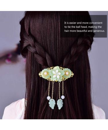 Minkissy Chinese Style Long Tassel Hair Barrette Jade Hair Clip for Women - Light Green | Hanfu Cosplay Hair Accessory - Buy Online on GoSupps.com