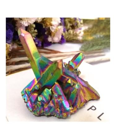 Natural Crystal Rough Crystal Natural Quartz Stones Rainbow Angel Aura Crystal Cluster Electroplating Titanium Coating Quartz Cluster Stone (Size : 150g)