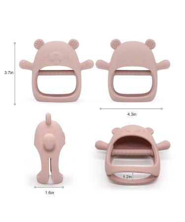 Silicone Baby Teether Toy for Infants 3+ Months | BPA Free Chew Toys for Teething Relief | 2pcs Silicone Glove Teether Set in Rose Pink - Buy Online on GoSupps.com
