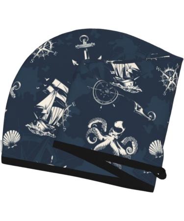 Vintage Sea Nautical Microfiber Hair Towel | Super Absorbent Quick Dry Turbans for Curly & Long Hair - Ideal Hair Wrap for Women & Kids - Buy Online on GoSupps.com