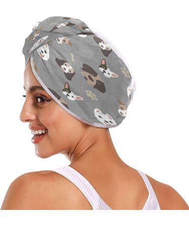 Cute Dogs Paws Dry Hair Cap | Quick Drying Towel Set with Button Headband | Super Absorbent & Soft Comfort for Pets - International Shipping Available - Buy Online on GoSupps.com
