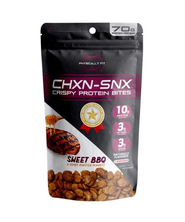 CHXN-SNX Crispy Protein Bites, Sweet BBQ & Honey Roasted Peanuts, 7 Servings, 70 Grams of Protein Per Bag, 7.15 Ounce