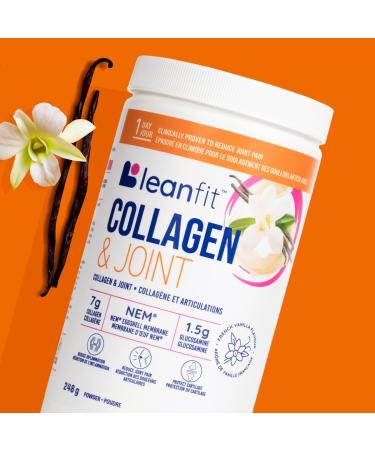 LEANFIT COLLAGEN & JOINT French Vanilla - 7g Collagen + 500mg NEM + 1.5g Glucosamine - Clinically Proven to Reduce Joint Pain in 1 Day - 25 Servings 248g Tub - Buy Online on GoSupps.com
