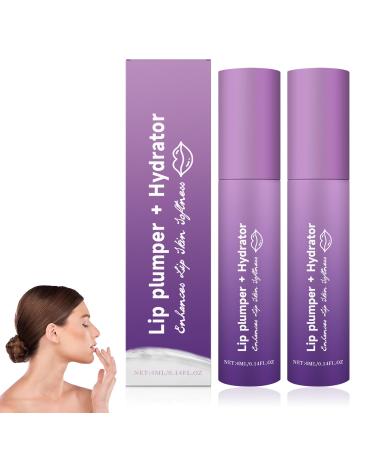 2PCS Lip Plumper Hydrator Lip Balm Volumizing Gloss with Anti-Aging Ingredients High-Shine Moisturizer for Smooth Plump Lips Cooling & Non-Sticky Formula