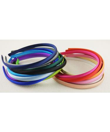 Hixixi 20pcs Satin Fabric Covered Ribbon Headbands Hairband Set - 10mm, Assorted Colors - Buy Online on GoSupps.com