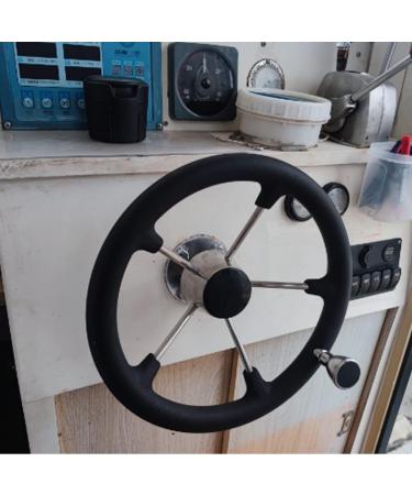 CREDSTAR Stainless Steel Destroyer Steering Wheel - 13-1/2 Inch, 5 Spoke Boat Marine Black PU Foam - Buy Online on GoSupps.com