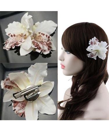 Diawell Orchid Hair Clip - White Flower Blossom Corsage Accessory for Elegant Hairstyles | Buy Internationally - Buy Online on GoSupps.com