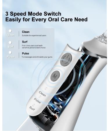 Portable Cordless Water Flosser for Teeth Cleaning | 3 Modes | 5 Jet Tips & Travel Bag | Dental Oral Irrigator - White 350ML - Buy Online on GoSupps.com
