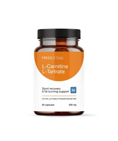 Mindly Daily L-Carnitine L-Tartrate 500 mg - 60 Vegan Capsules - Amino Acid Supplement - Gluten Lactose & Titanium Dioxide Free